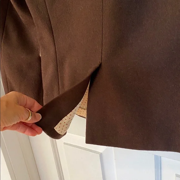 J. Crew Wool Chocolate Brown Blazer with Polka Dot Lining Vintage Classic - Picture 7 of 12